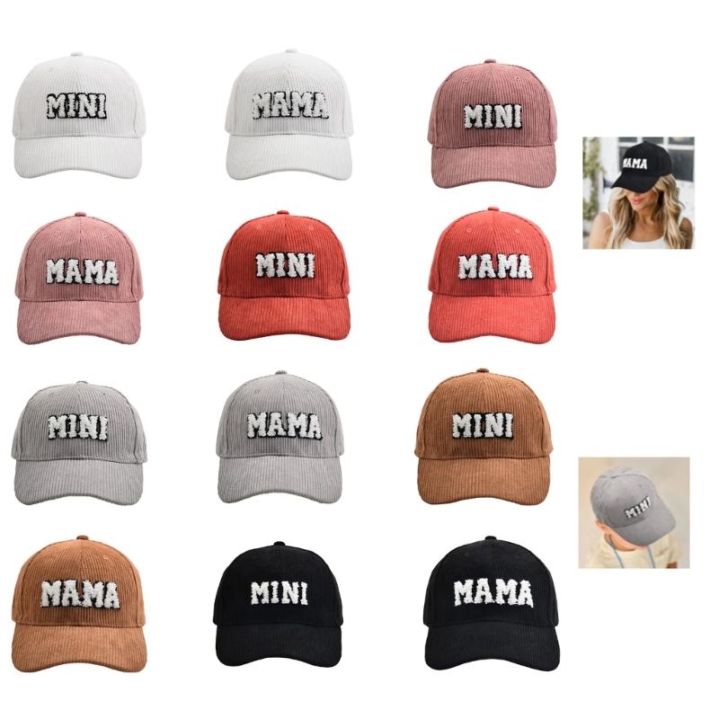 Baseball Hat MAMA Corduroy Baseball Hat Peaked Hat Baseball Sunhat HipHop Hat Parent-child Hat Curved Visor
