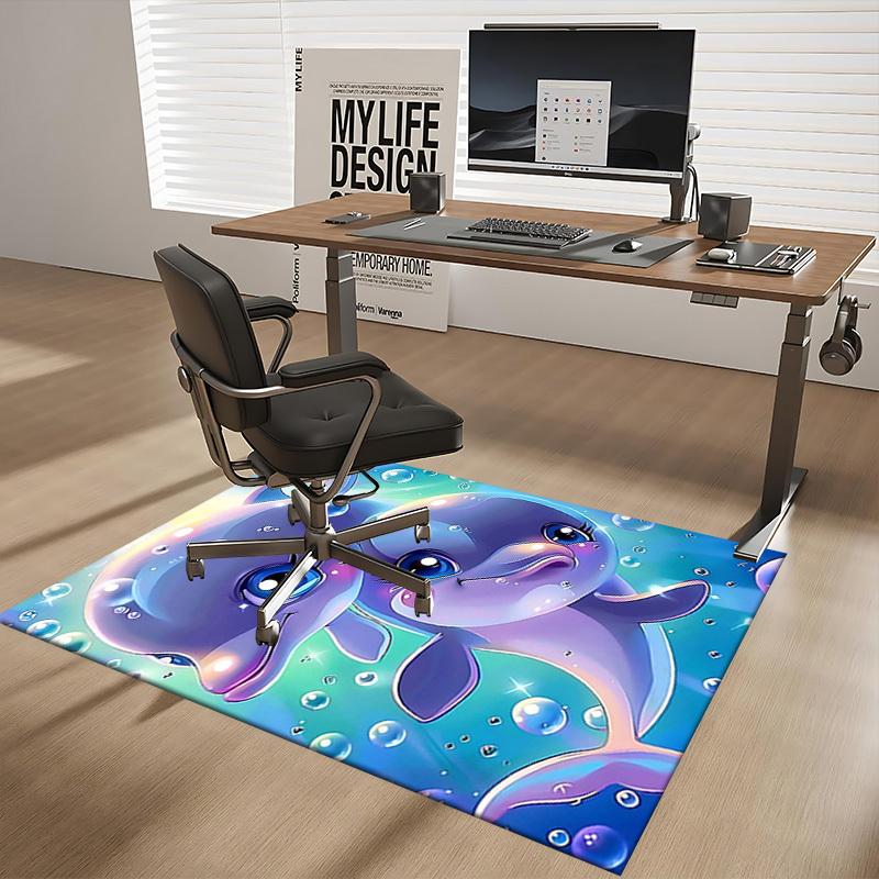 1pc Anime Dolphin Chair Mat - Cute Dolphin Design Office Rug, Non-Slip Carpet for Desk, Festival Gift, Seasonal Decor, Suitable for Home and Office Us