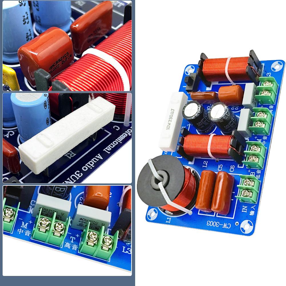 250W Speaker Crossover Treble Medium Bass 3 Ways Audio Speaker Crossover Module 5200Hz-5500Hz Adjustable DIY Home Audio Systems