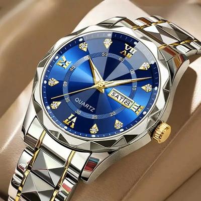 Top Marke Luxus Mode Quarz Uhr Männer Wasserdicht Woche Datum Uhr Edelstahl Sport Uhr Männer Quarz Armbanduhr