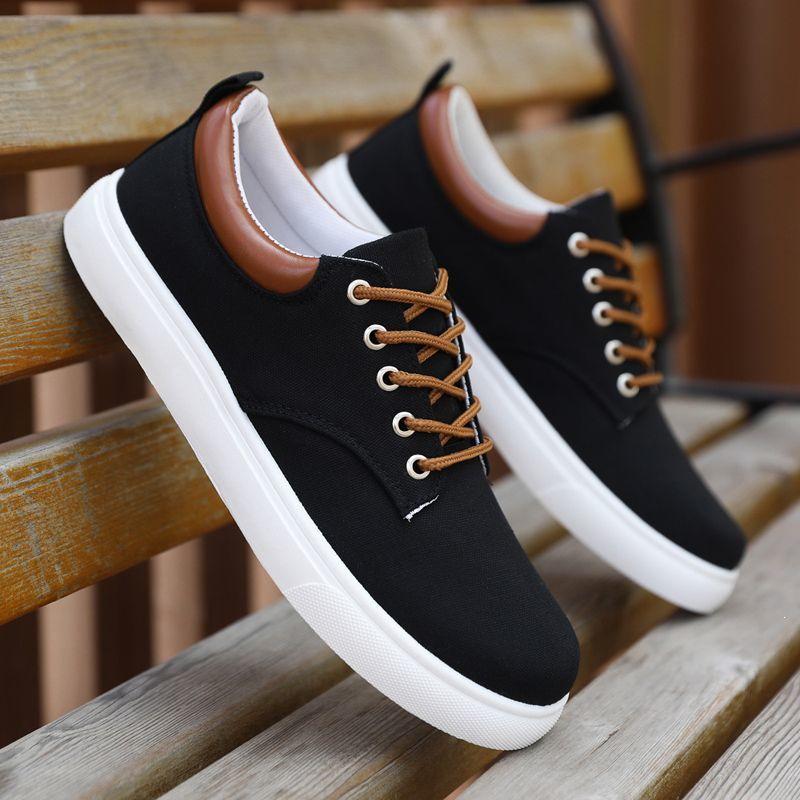 Breathable Spring Autumn Korean Style Men's Casual Low-Top Canvas Shoes