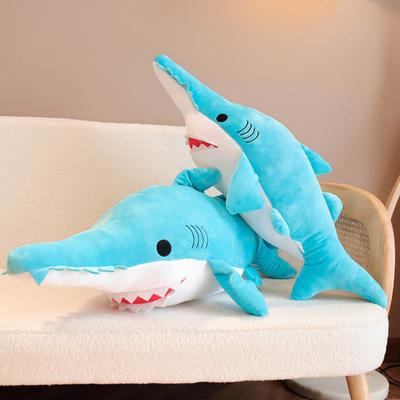 Peluche di squalo blu, bambola di pezza, simpatico peluche di animali marini farciti morbidi, decorazione per la camera da letto