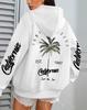 Women's Coconut Tree Print Casual Fleece Hoodie with Pockets