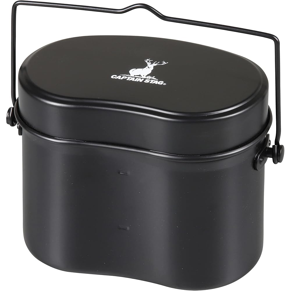 Captain Stag Mess Tin Military Style Cooking Pot 4 Cup Black 180x110x135mm