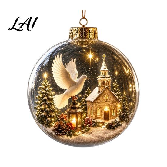 Warm Light Seasonal Ornaments Glowing Clear Christmas Ball Ornament Up Story Decoration with LED Decorative Garland Accents Light Mini Holiday Scene