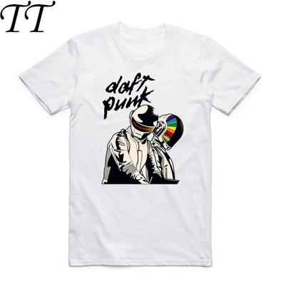 2019 Daft Punk Men Women T Shirt Summer Short Sleeve French Music Band Punk T-shirts Men Casual Streetwear White Tops Tees