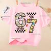 Summer Short Sleeve 67 Six Seven Kid T-Shirt Funny Round Neck Cute Tee Boy Girl Tops Casual Fashion Polyester Children's T-Shirt