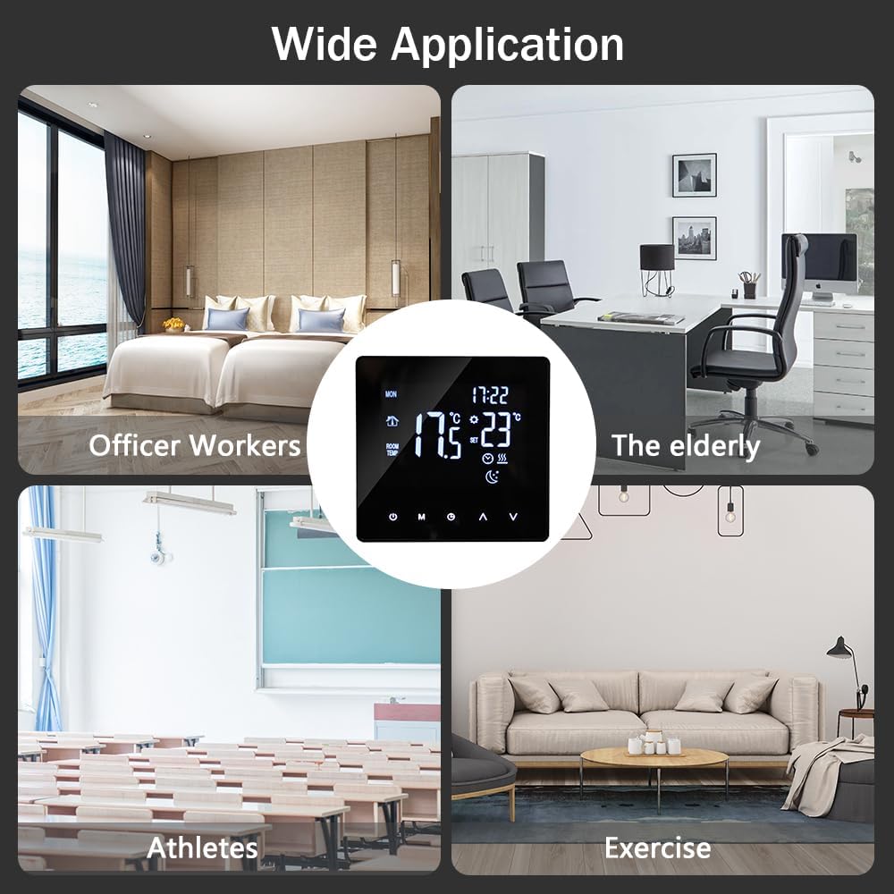 Wi-Fi Smart Thermostat Temperature Controller for Electric Heating LCD Display Touch Screen Week Programmable App Control Underfloor Heating