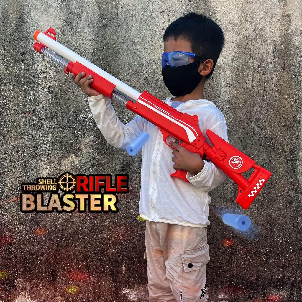 AGM MASTECH Toy Shotgun, Soft Bullet Shooting Gun, Blaster Gun with 20 Cartridges and 40 Darts (Blue)