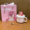 Strawberry Bear Mug Ceramic Water Cup Female Birthday Gift Couple Pair Cup Office Essential Coffee Cup