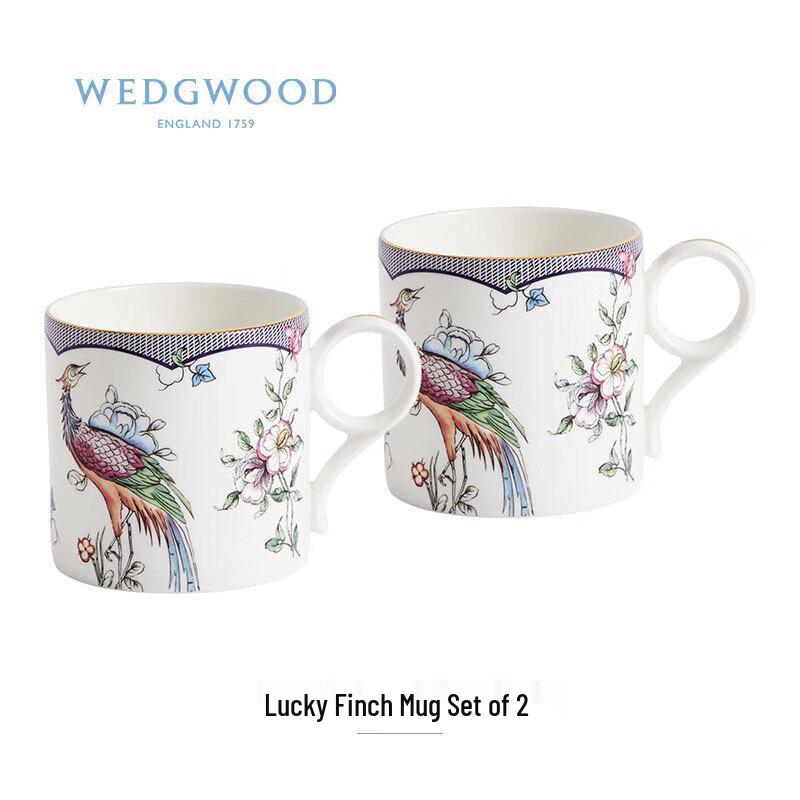 Wedgwood Lucky Bird Bone China Mugs - Pair