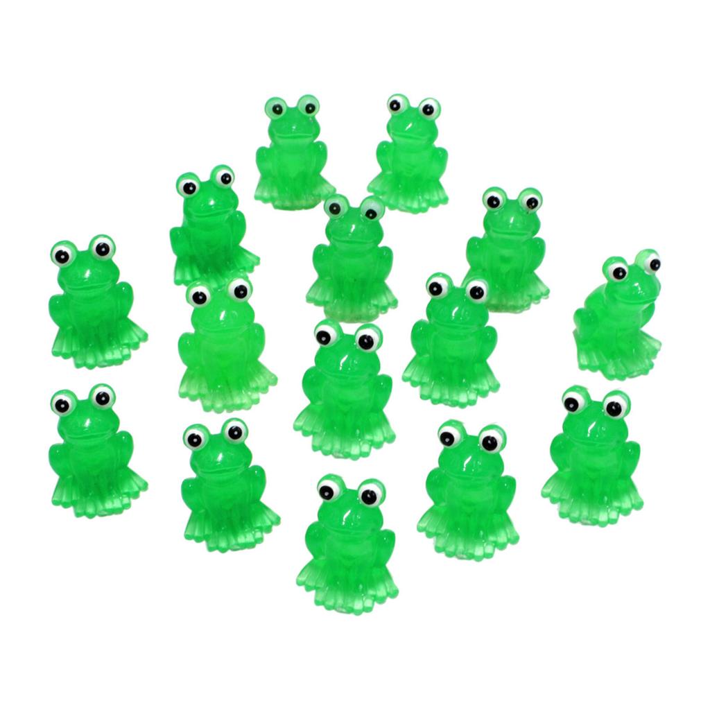 15Pcs Mini Frogs Garden Decor Ornament Luminous Animal Statues for Desk Cabinet or Party Accessories