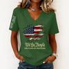 Women's Fashion Casual Short-Sleeve Printed V-Neck Pullover Top