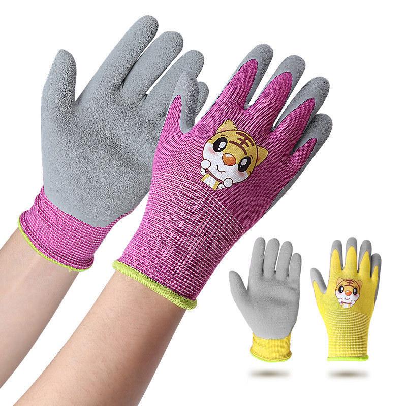 Luvas Infantis de Desenho Animado para Jardinagem e Ciclismo - Resistentes ao Desgaste, Poliéster, Ideais para Tarefas de Cavar, Plantar, Patinar e Colher.