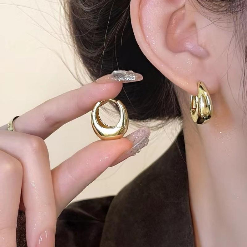 Stainless Steel Smooth Metal Chunky Hoop Earrings for Women Fashion Round Circle Hoop Earring Prevent Allergy Party Jewelry Gift