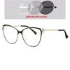Big Frame Blue Light Blocking Cat Eye Glasses Women Photochromic Gray Prescription -6 To 0