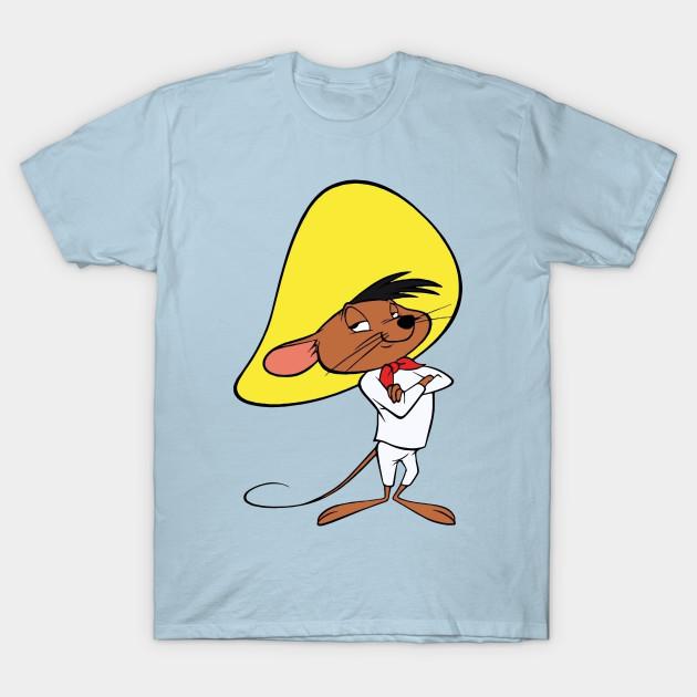 Men Black Print T-shirt Speedy Gonzales No-Cut Transfer Paper Print Cotton Tshirt 4XL светло-синий
