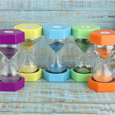 Desktop-Ornament Zähneputzen Dusch-Timer Drehbarer Treibsand Flaschen-Ornamente Studenten-Timer Sechseckige Sanduhr Sanduhr