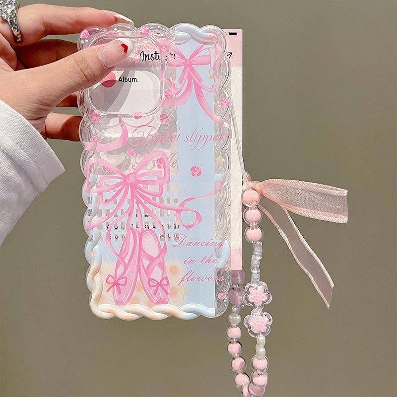 

Creative Bow Tied Soft Shell Suitable for IPhone16 Mobile Phone Case Apple 15 Protective Case 14 13 Bracelet Apple 12PROMAX