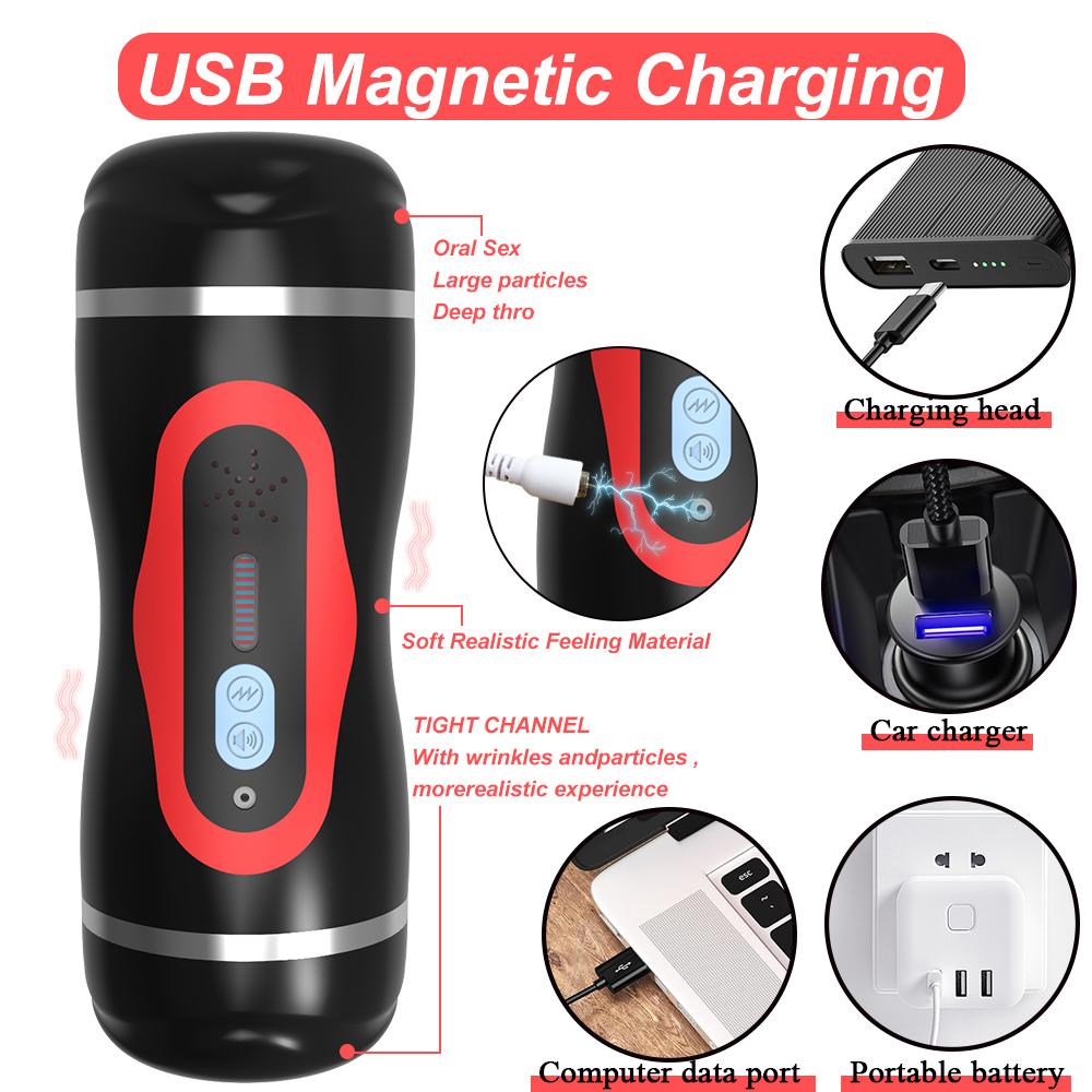 Male Masturbator Cup Vibrator 2 In 1 Realistic Pussy Mouth Double End Vagina Oral Pocket Cups Male Masturbation Sex Toy for Man