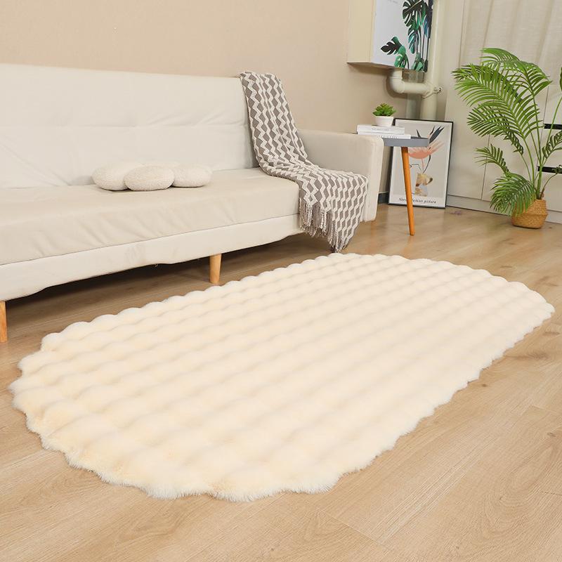 Okrągły Pluszowy Dywan z Długim Włosem do Salonu, Sypialni lub na Jogi – Personalizowany Jedwabno-Wełniany Dywan