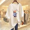 2025 Women's Korean Style Loose Fit Cotton T-Shirt: Casual, Simple Mid-Length Short Sleeve Top