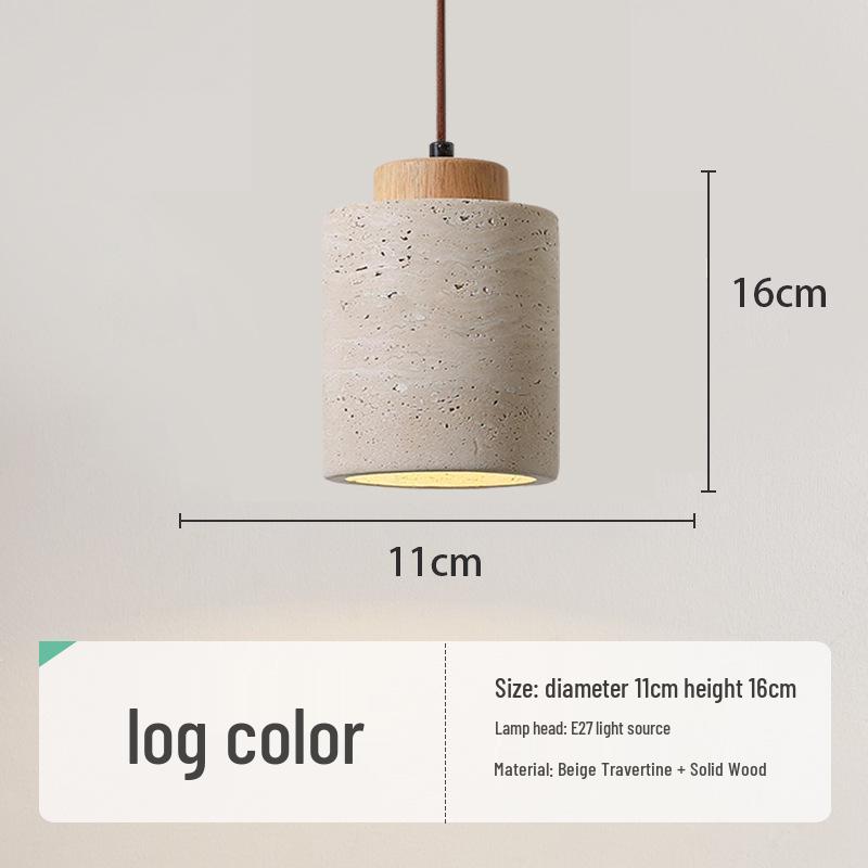 Yellow Travertine Pendant Light - Retro Cream Wabi-sabi Style for B&B, Restaurant, Bedroom, or Bedside.