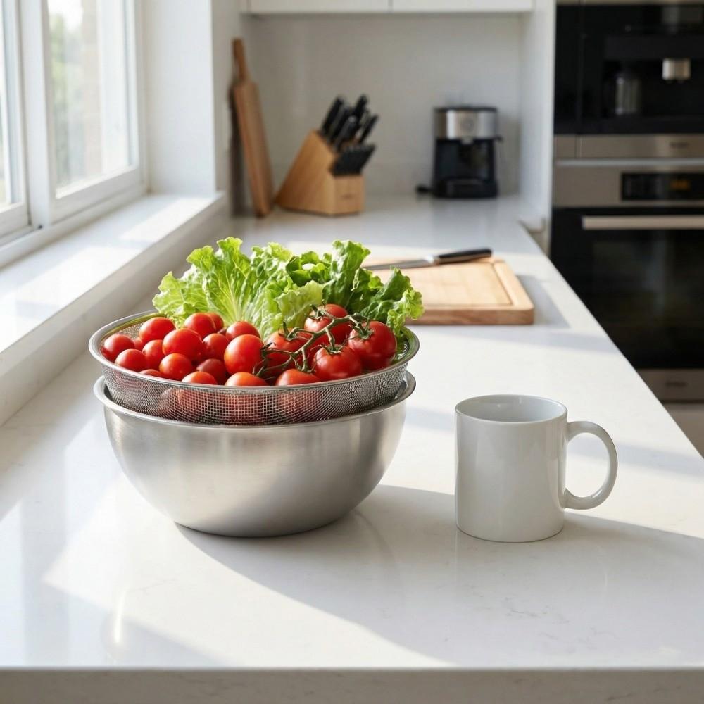 Mesh Fruit Vegetable Washing Bowl Double Layer Vegetable Fruit Strainer  Household