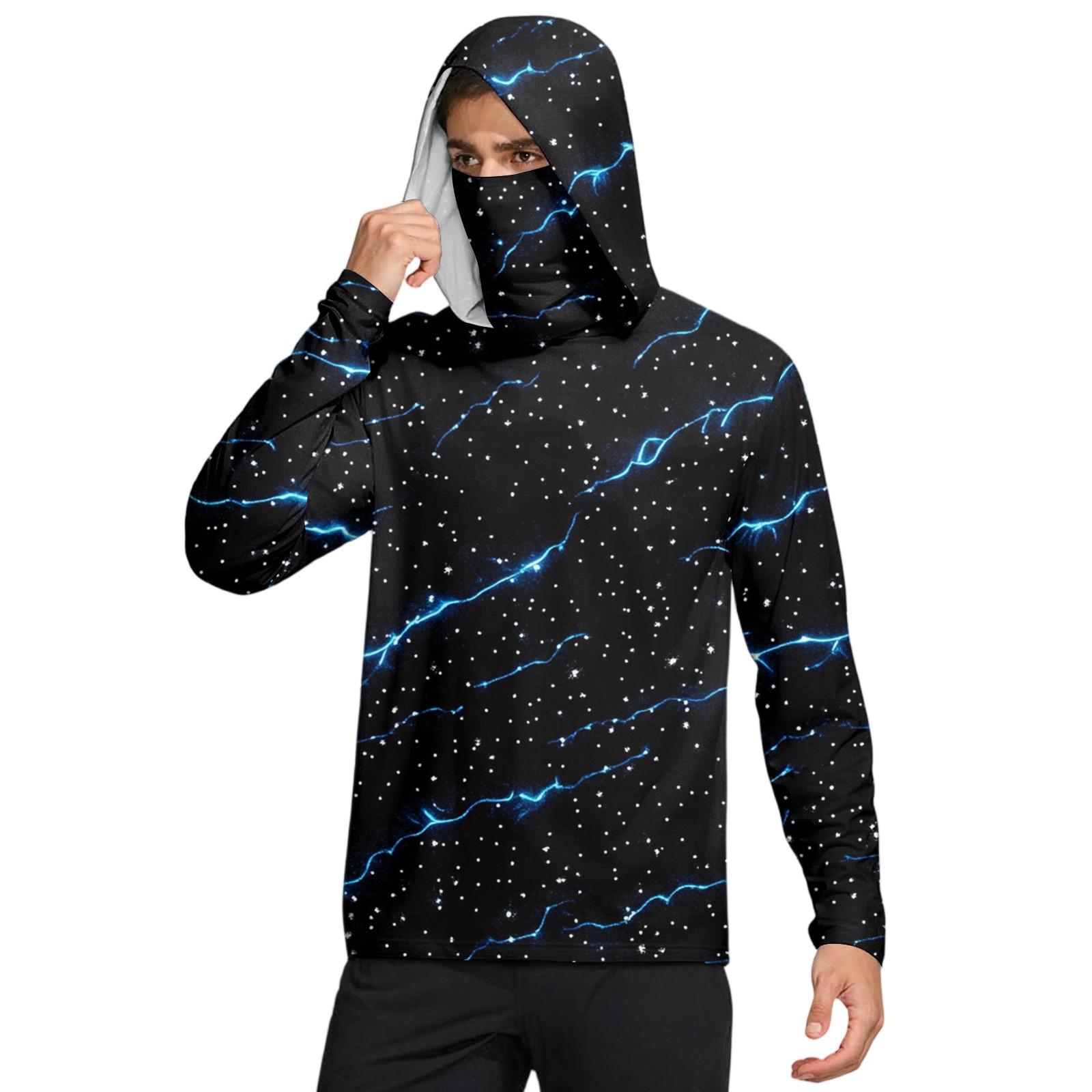 

Мужская рубашка с маской Легкая с длинным рукавом Капюшон Для пеших прогулок Рыбалки Для выступлений M