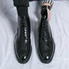 Men Brogues Boots Motorcycle Casual Ankle Boots Wingtip Dress Formal High Top Black Leather Boots Over Sized