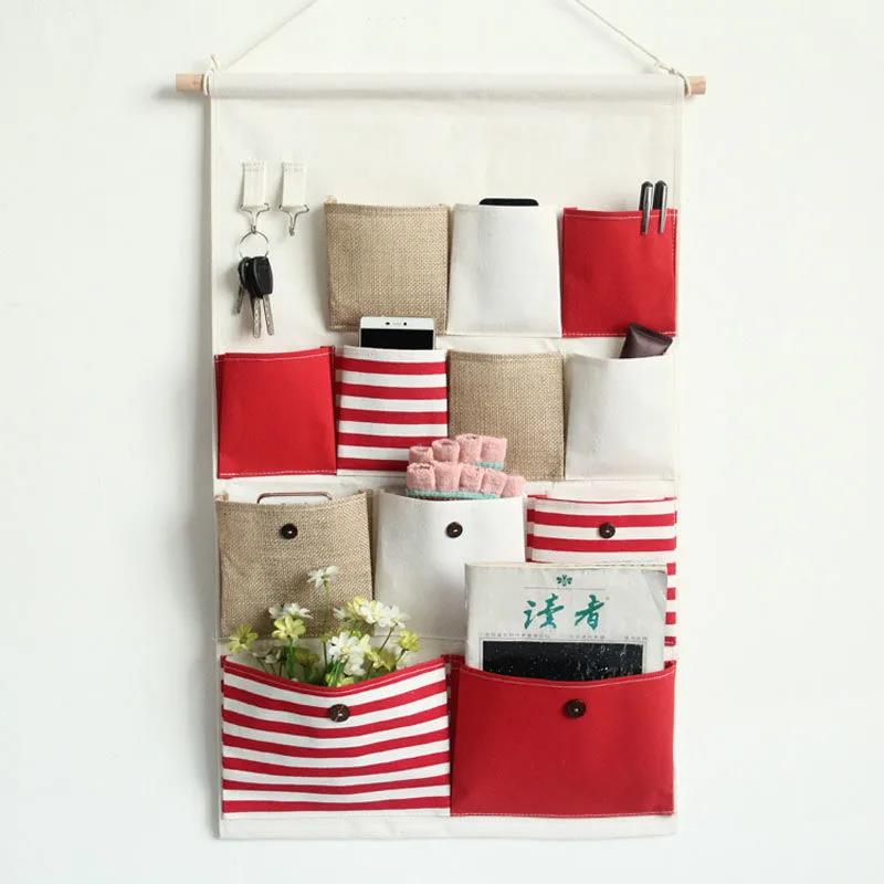 12/13 Pockets Fabric Hanging Bag Storage Bag On The Wall Behind The Door Dormitory Storage Bag Home Mobile Phone Sundries Decoration Hanging Pocket
