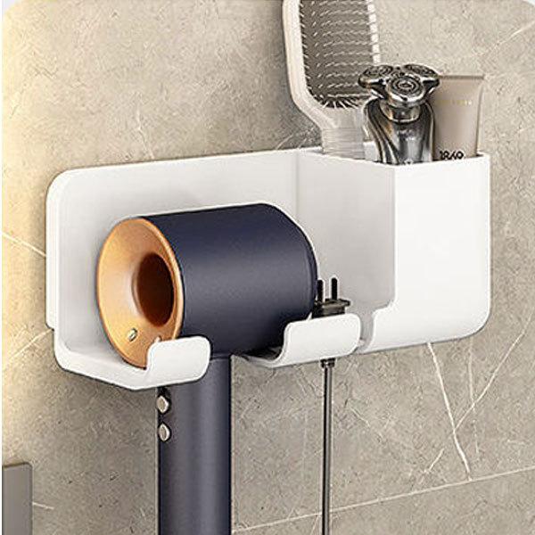 Wall Mounted Hair Dryer Holder Multi-Functional Bathroom Storage Rack Hair Tool Organizer Placement Shelf for Kitchen And Bath