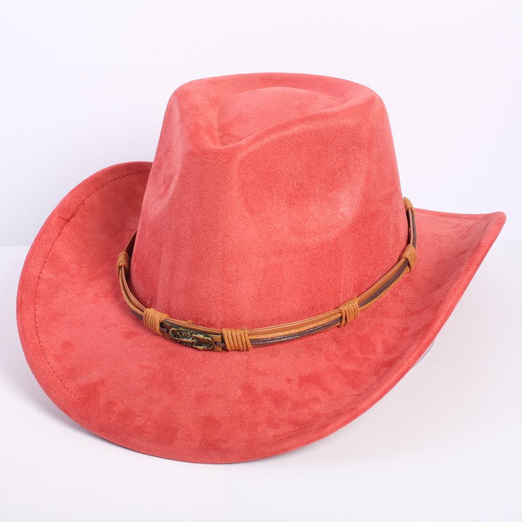 Popular European and American classic suede western cowboy hat men's and women's fashion LO style peach heart cowboy hat