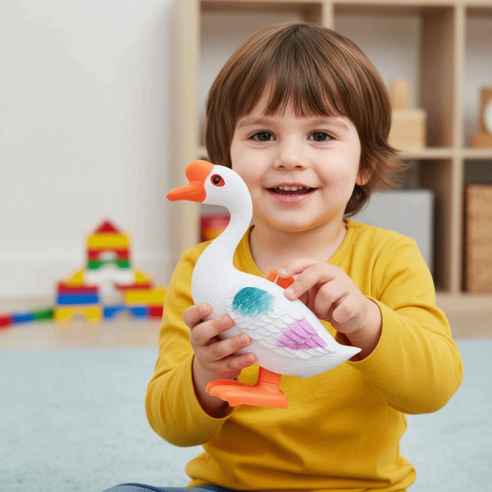 Cute Design Jumping Goose Toy Plastic Material Simulation Animal Toy Bounce Goose Toy Kids Play