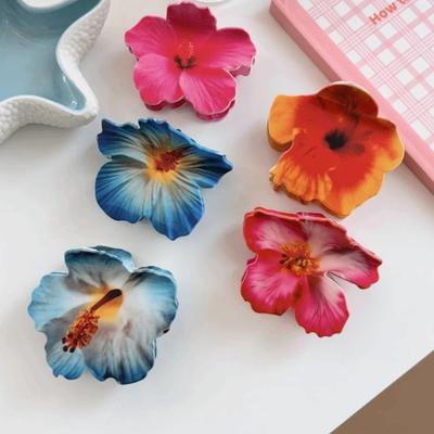 Versatile Hibiscus Flower Hair Clip Acrylic Nature-inspired Accessories Bohemian Claw Clip  Women