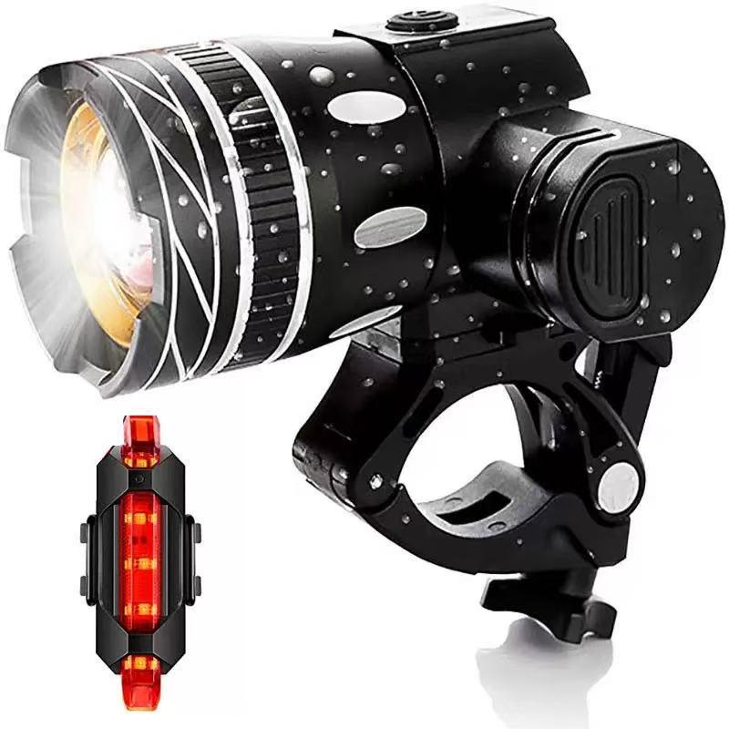 USB Rechargeable Mountain Bike Front Light - Rainproof Night Riding Accessory