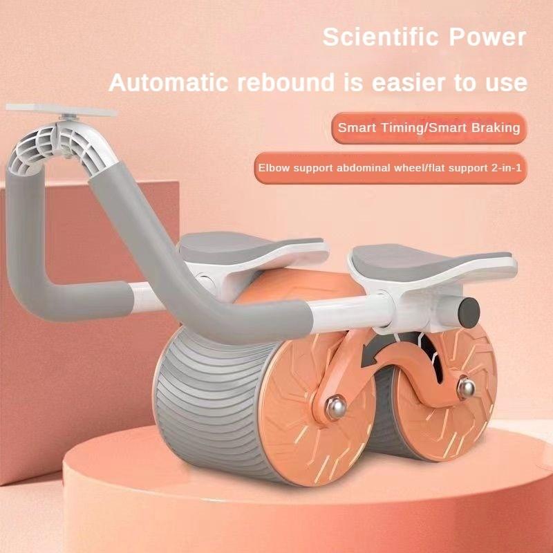 Anti Slip Wear-resistant Belly Wheel Double Wheel Elbow Support Abdominal Wheel Grey/Blue/Orange Automatic Rebound Silent Abdominal Muscle Trainer