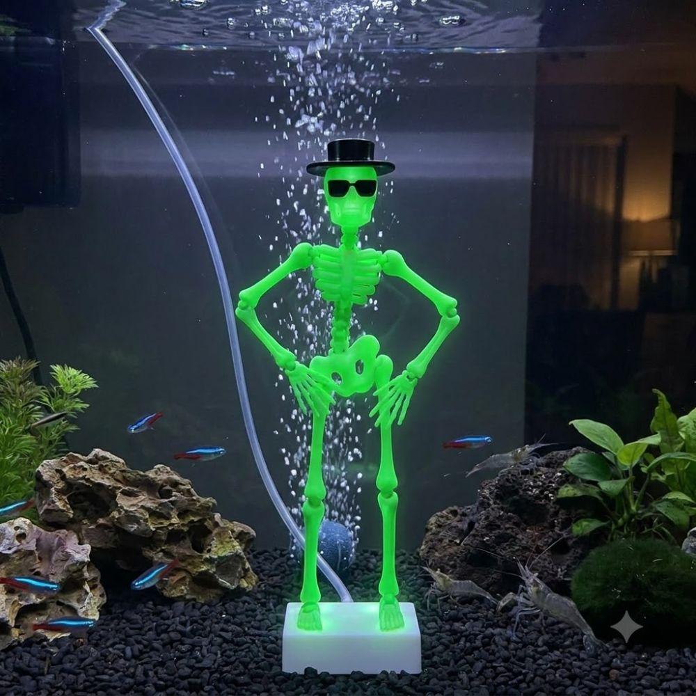 3D Printed Fish Tank Dance Skull Ornament Dynamic Skeleton Bubbler Underwater Landscape