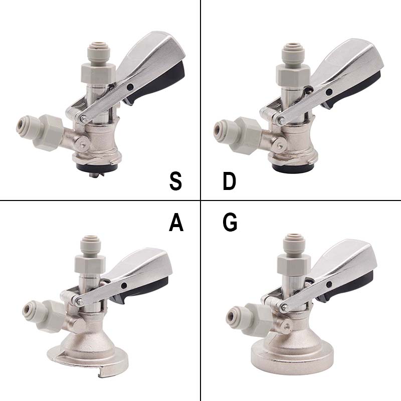 Draft Beer Homebrew Keg Coupler Beer Dispenser Type S/D/A/G Brass Body Stainless Probe Hose Barb Push In Fitting 7
