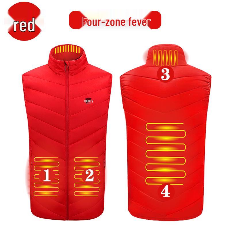 Unisex Smart Heated Vest with Temperature Control - Winter Warmth, Cotton, Plus Size