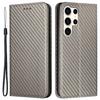 For Samsung Galaxy S25 Ultra Case Carbon Fiber Texture Wallet Stand Cover