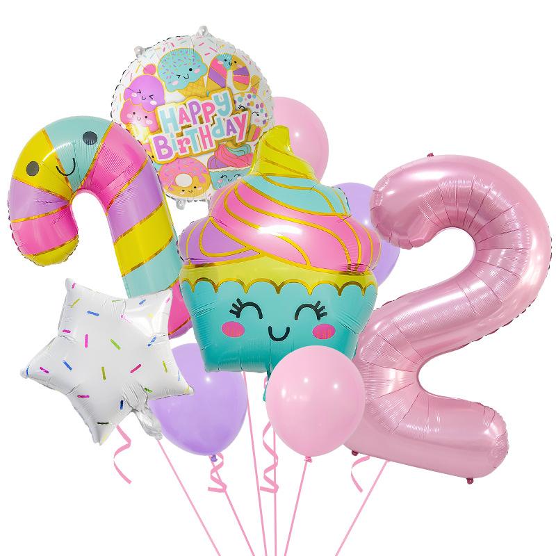 Cute Ice Cream Candy Series Balloon Set Children'S Birthday Party Birthday Photo Props Crutches Aluminum Mold