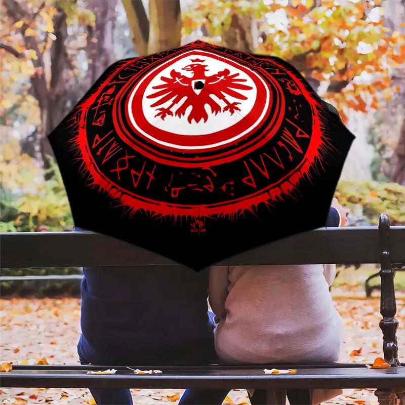 1 PC Automatic Folding Umbrella - Frankfurt Football Pattern Portable Foldable Design With 8 Ribs Christmas Birthday Gifts