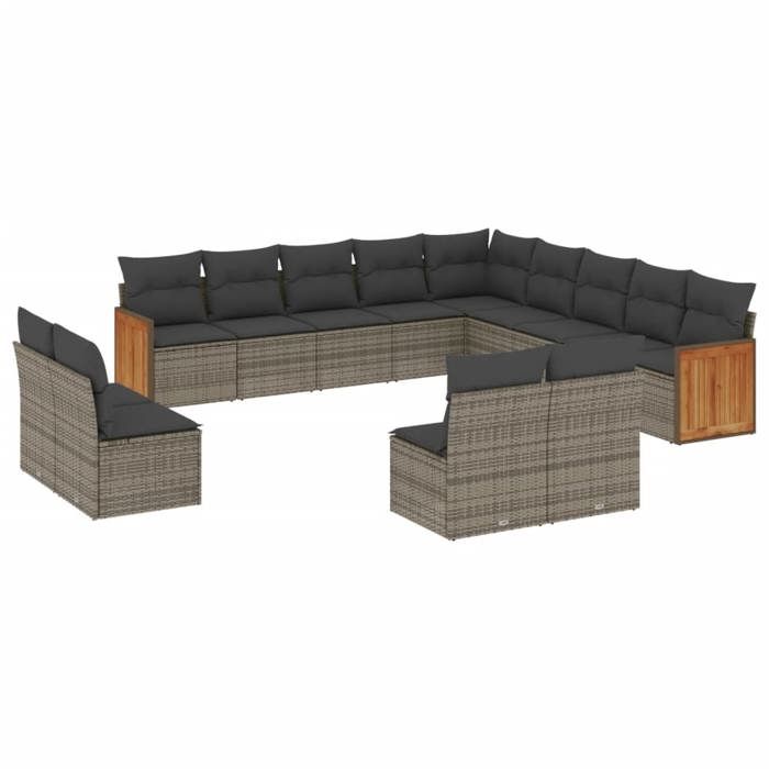 VidaXL Garden Lounge Set with Cushions 13 Pcs, Patio Sofas, Patio Furniture Set, Outdoor Furniture, Grey 3228167