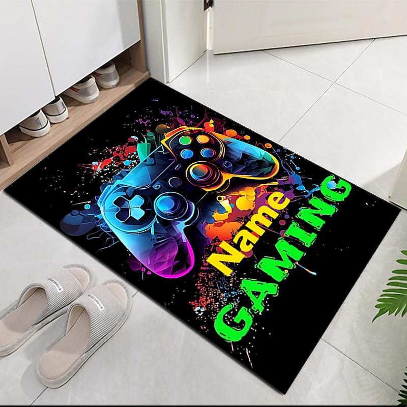 Custom Name Game Controller Printed Carpet, for Office Chair Living Room Bedroom Kitchen Room Decor Gifts.