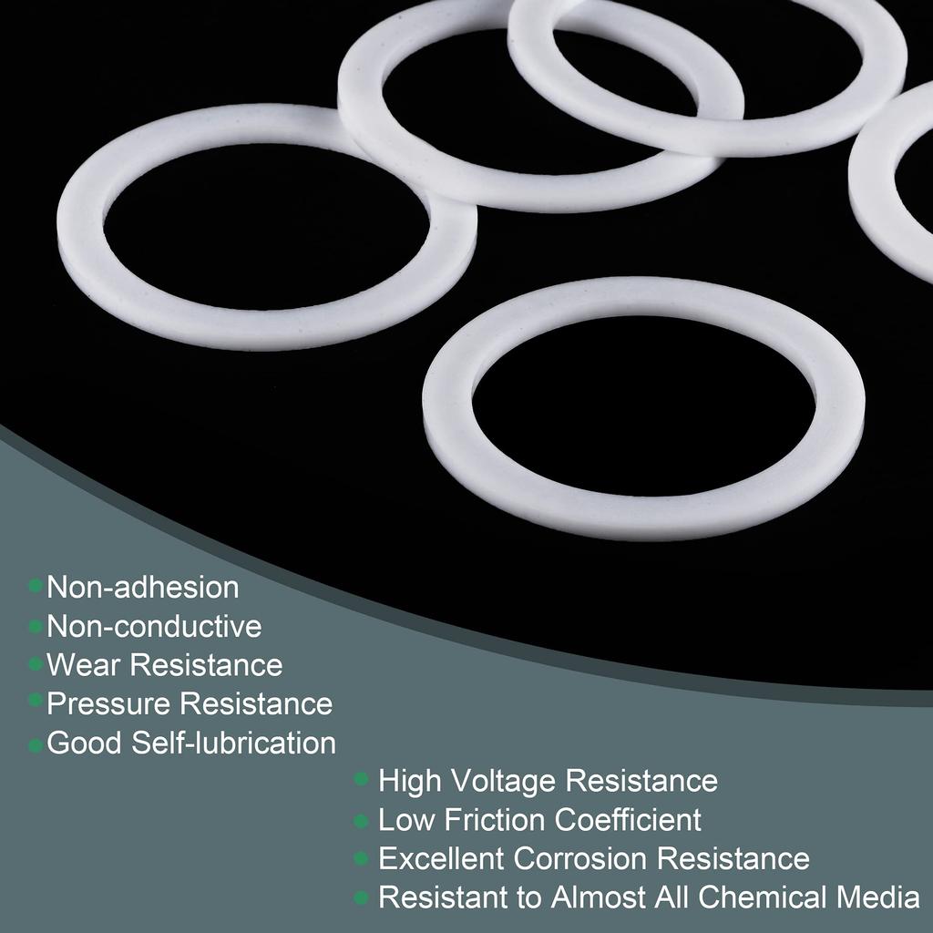 uxcell PTFE Flat Washer, Flange Gasket, Spacer Gasket Washer, 1.8 inches (45 mm), OD