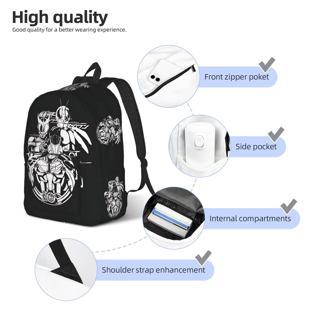 Fashion Kamen Rider Backpack  Mochilas High Street Travel Zipper Closure Rucksack