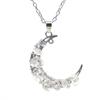 Vintage Handmade Colorful Beaded Gravel Crystal Amethyst Moon Pendant Necklace N551