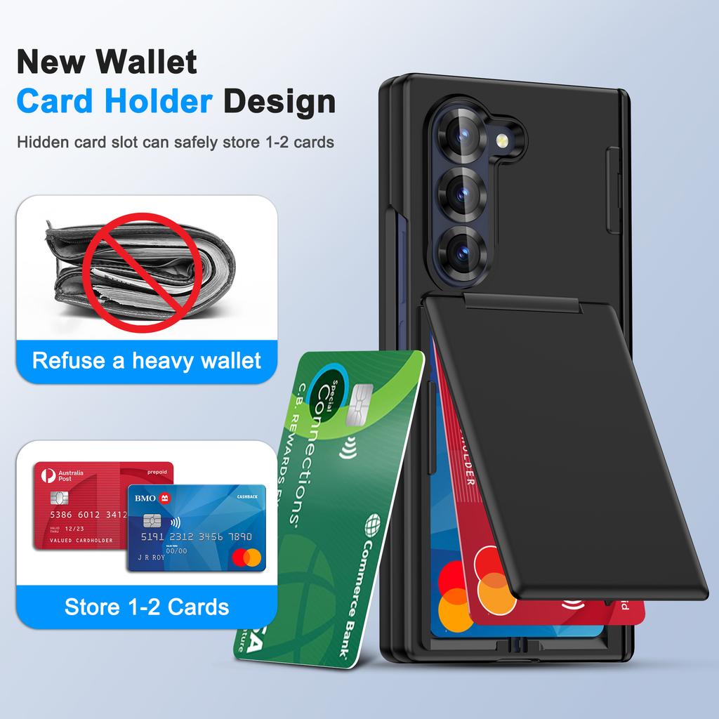 Card Pocket Kickstand Cell Phone Bag Cover Case for Samsung Galaxy Z Fold7 5G Fold 7 Fold6 Zfold7 Fold 6 Protective Coque