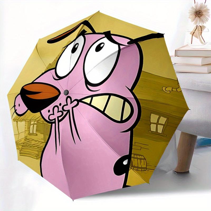 COURAGE The Cowardly Dog Automatic Open Umbrella Compact Foldable Design, Durable Fabric for Casual Travel Companion for Outdoor a0822007